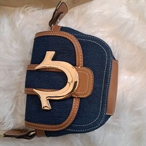 True Religion Denim and Tan Crossbody Bag